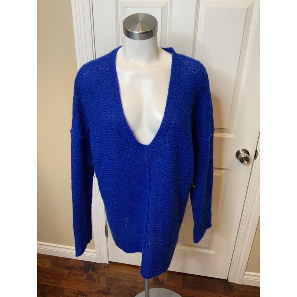 Michael Kors Blue Wool V-Neck Sweater, Size 3X